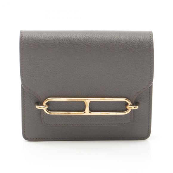 Hermes Hermès Lauris Luli Slim Bifold Wallet, Leather, Evercolor, Women's, Gray - Picture 1 of 8